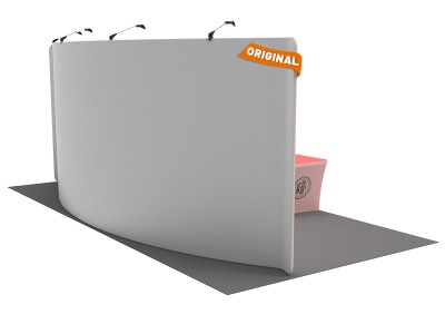 Custom 10x20ft Standard Curved Backwall & 8ft Printed Stretch Fit Back-Zippered Table Throw Pop Up Trade Show Display Booth Kit 10