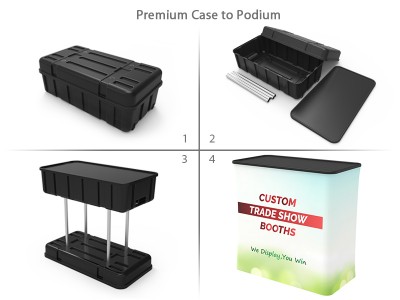 Custom 10x20ft Standard Modular Easystem SEG Backwall & Case to Podium SEG Trade Show Display Booth Kit 02