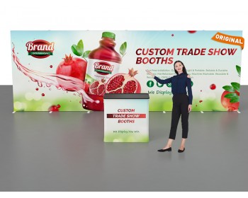 Custom 10x20ft Standard Modular Easystem SEG Backwall & Case to Podium SEG Trade Show Display Booth Kit 02