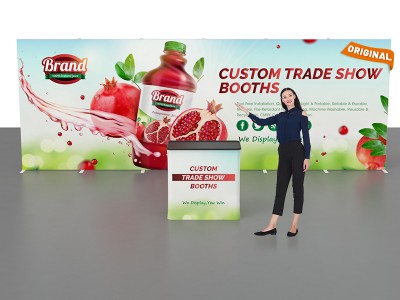 Custom 10x20ft Standard Modular Easystem SEG Backwall & Case to Podium SEG Trade Show Display Booth Kit 02