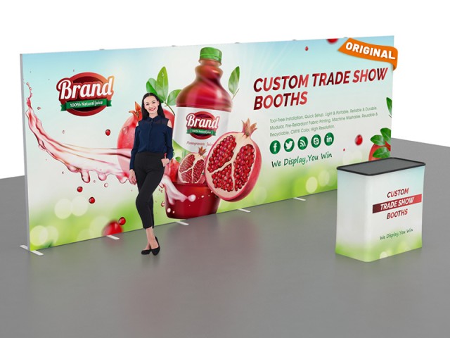 Custom 10x20ft Standard Modular Easystem SEG Backwall & Case to Podium SEG Trade Show Display Booth Kit 02