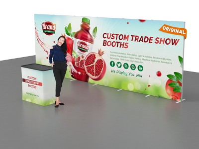 Custom 10x20ft Standard Modular Easystem SEG Backwall & Case to Podium SEG Trade Show Display Booth Kit 02