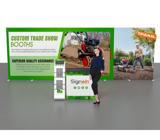 Custom 10x20ft Standard Modular Easystem SEG Backwall & iPad Literature Stand & Case to Podium SEG Trade Show Booth Kit 03