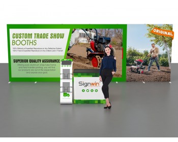 Custom 10x20ft Standard Modular Easystem SEG Backwall & iPad Literature Stand & Case to Podium SEG Trade Show Booth Kit 03