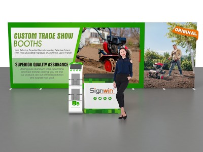 Custom 10x20ft Standard Modular Easystem SEG Backwall & iPad Literature Stand & Case to Podium SEG Trade Show Booth Kit 03