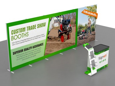 Custom 10x20ft Standard Modular Easystem SEG Backwall & iPad Literature Stand & Case to Podium SEG Trade Show Booth Kit 03