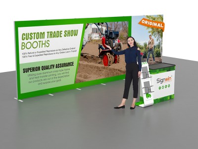 Custom 10x20ft Standard Modular Easystem SEG Backwall & iPad Literature Stand & Case to Podium SEG Trade Show Booth Kit 03