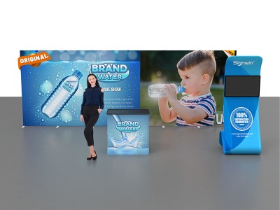 Custom 10x20ft Standard Modular Easystem SEG Backwall & Snakelike Monitor Stand & Case to Podium SEG Trade Show Booth Kit 05