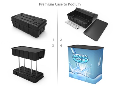 Custom 10x20ft Standard Modular Easystem SEG Backwall & Snakelike Monitor Stand & Case to Podium SEG Trade Show Booth Kit 05