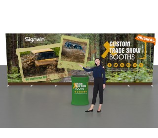 Custom 10x20ft Standard Easystem SEG & Trapezoid Display Counter with Designed Graphic SEG Trade Show Display Booth Kit 06