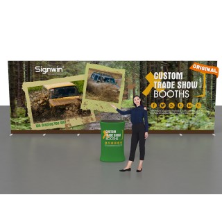 Custom 10x20ft Standard Easystem SEG & Trapezoid Display Counter with Designed Graphic SEG Trade Show Display Booth Kit 06