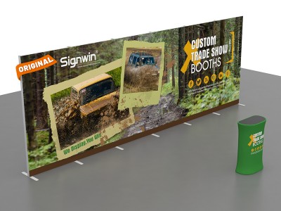 Custom 10x20ft Standard Easystem SEG & Trapezoid Display Counter with Designed Graphic SEG Trade Show Display Booth Kit 06