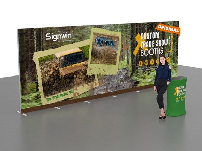 Custom 10x20ft Standard Easystem SEG & Trapezoid Display Counter with Designed Graphic SEG Trade Show Display Booth Kit 06