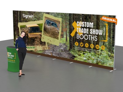 Custom 10x20ft Standard Easystem SEG & Trapezoid Display Counter with Designed Graphic SEG Trade Show Display Booth Kit 06