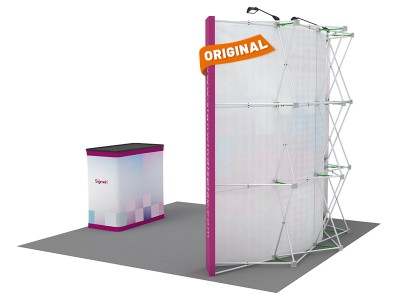 Custom 10ft Curved & Printing Fabric Pop Up Trade Show Booth Backwall Display with Premium Case to Podium