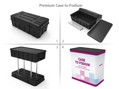 Custom 10ft Curved & Printing Fabric Pop Up Trade Show Booth Backwall Display with Premium Case to Podium