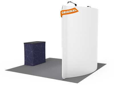 Custom 10ft Curved & Recyclable Tension Fabric Trade Show Booth Backwall Display with Durable Case to Podium