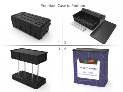 Custom 10ft Curved & Recyclable Tension Fabric Trade Show Booth Backwall Display with Durable Case to Podium