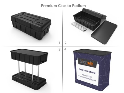 Custom 10ft Curved & Recyclable Tension Fabric Trade Show Booth Backwall Display with Durable Case to Podium