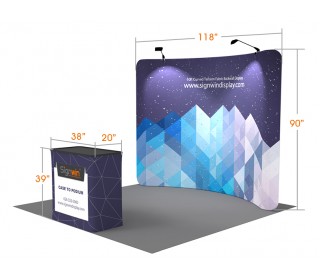 High Quality Curved Tension Fabric Exhibition Display Stand with Custom Printing 