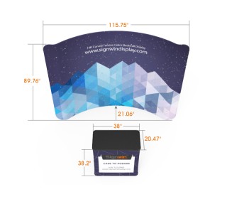 Custom 10ft Curved & Recyclable Tension Fabric Trade Show Booth Backwall Display with Durable Case to Podium