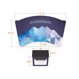 Custom 10ft Curved & Recyclable Tension Fabric Trade Show Booth Backwall Display with Durable Case to Podium