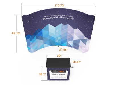Custom 10ft Curved & Recyclable Tension Fabric Trade Show Booth Backwall Display with Durable Case to Podium