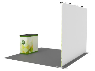 Custom 10ft Flat & Attractive Tension Fabric Trade Show Booth Backwall Display with Durable Case to Podium (Frame + Graphic)