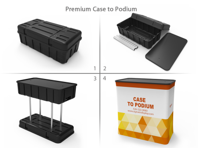 Custom 10ft Flat & Attractive Tension Fabric Trade Show Booth Backwall Display with Durable Case to Podium