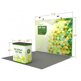 Custom 10ft Flat & Attractive Tension Fabric Trade Show Booth Backwall Display with Durable Case to Podium