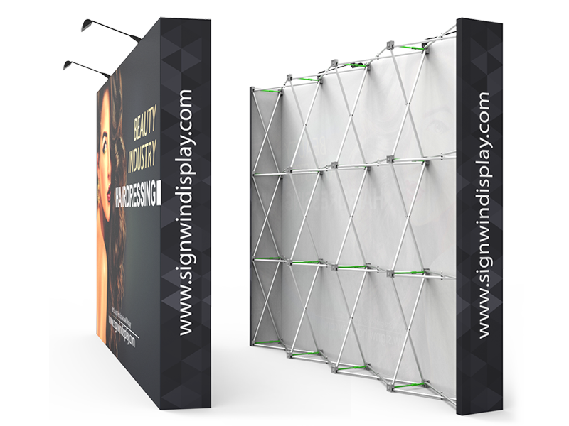 Custom 10ft Straight & Solid Fabric Pop Up Trade Show Backwall Display