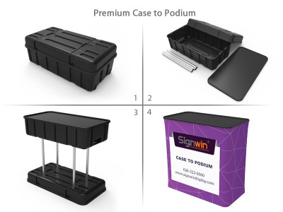 Custom 10ft Flat & Foldable Fabric Pop Up Trade Show Booth Backwall Display with Premium Case to Podium