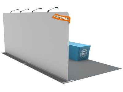 Custom 10x20ft Standard Flat Backwall & 8ft Printed Stretch Fit Back-Zippered Table Throw Tension Fabric Trade Show Display Booth Kit 09