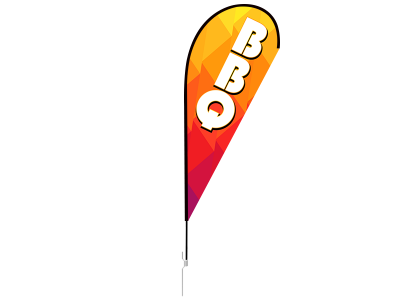11ft BBQ Stock Teardrop Flag with Ground Stake 01