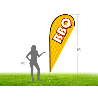 11ft BBQ Stock Teardrop Flag with Ground Stake 02