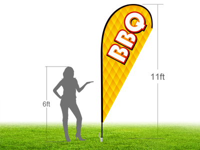 11ft BBQ Stock Teardrop Flag with Ground Stake 02