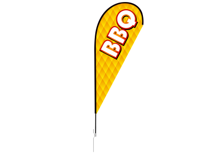 11ft BBQ Stock Teardrop Flag with Ground Stake 02