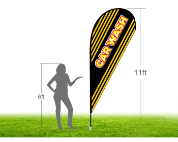 11ft CAR WASH Stock Teardrop Flag with Ground Stake 01