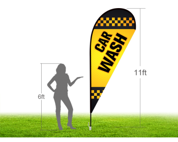 11ft CAR WASH Stock Teardrop Flag with Ground Stake 02