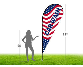11ft CAR WASH Stock Teardrop Flag with Ground Stake 04