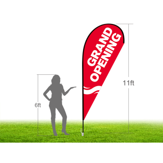 11ft GRAND OPENING Stock Teardrop Flag with Ground Stake 03