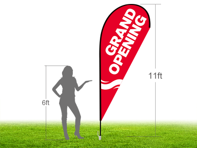 11ft GRAND OPENING Stock Teardrop Flag with Ground Stake 03