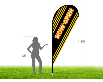 11ft NOW OPEN Stock Teardrop Flag with Ground Stake 05