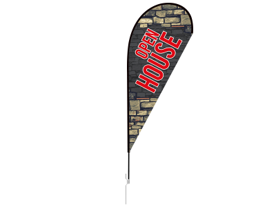 11ft OPEN HOUSE Stock Teardrop Flag with Ground Stake 03
