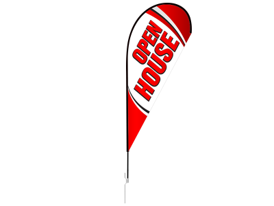 11ft OPEN HOUSE Stock Teardrop Flag with Ground Stake 04