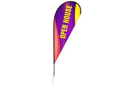 11ft OPEN HOUSE Stock Teardrop Flag with Ground Stake 05