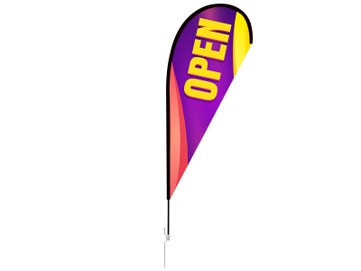 11ft OPEN Stock Teardrop Flag with Ground Stake 02