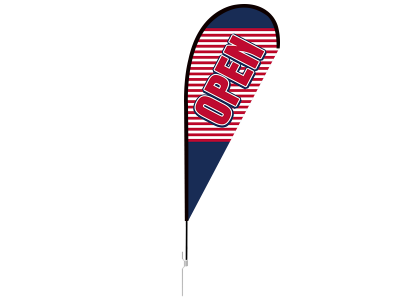11ft OPEN Stock Teardrop Flag with Ground Stake 03