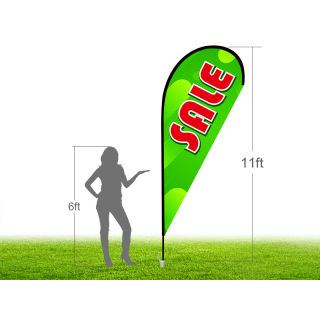 11ft SALE Stock Teardrop Flag with Ground Stake 01