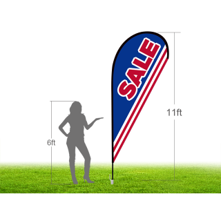 11ft SALE Stock Teardrop Flag with Ground Stake 03